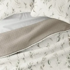 Quilts-Kirkland's Home Watercolor Leaves Reversible 2-Pc. Twin Quilt Set White/Green/Tan