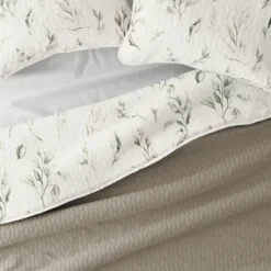 Quilts-Kirkland's Home Watercolor Leaves Reversible 2-Pc. Twin Quilt Set White/Green/Tan