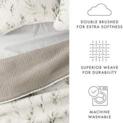 Quilts-Kirkland's Home Watercolor Leaves Reversible 2-Pc. Twin Quilt Set White/Green/Tan