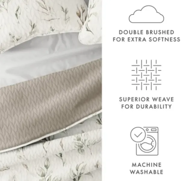 Quilts-Kirkland's Home Watercolor Leaves Reversible 2-Pc. Twin Quilt Set White/Green/Tan