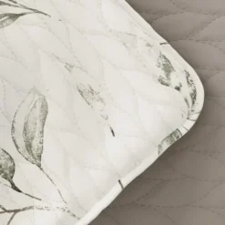 Quilts-Kirkland's Home Watercolor Leaves Reversible 3-Pc. Queen Quilt Set White/Green/Tan