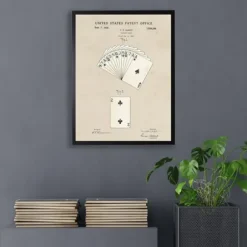 Framed Art-Kirkland's Home Watercolor Playing Cards Framed Art Print Tan