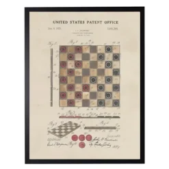 Framed Art-Kirkland's Home Watercolor Vintage Checkers Framed Art Print Red/Tan