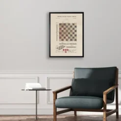 Framed Art-Kirkland's Home Watercolor Vintage Checkers Framed Art Print Red/Tan