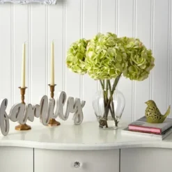 Arrangements & Greenery-Kirkland's Home Watered Hydrangea Bouquet In Round Glass Vase Green