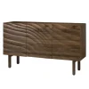 Cabinets & Sideboards-Kirkland's Home Wavy Wood 3-Door Sideboard Cabinet Brown