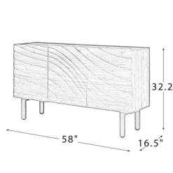 Cabinets & Sideboards-Kirkland's Home Wavy Wood 3-Door Sideboard Cabinet Brown