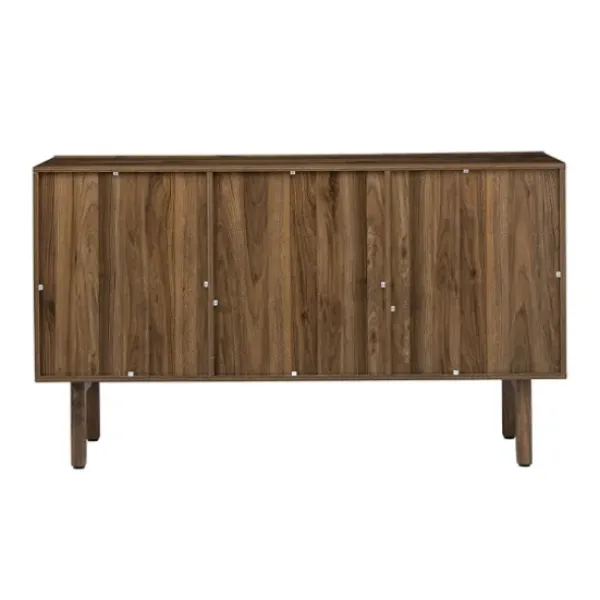 Cabinets & Sideboards-Kirkland's Home Wavy Wood 3-Door Sideboard Cabinet Brown