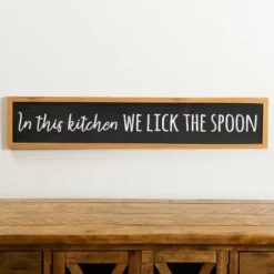 Wall Quotes & Signs-Kirkland's Home We Lick The Spoon Framed Wall Plaque Black/Brown