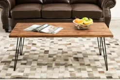 Coffee Tables-Kirkland's Home Weather Fir Wood And Hairpin Legs Coffee Table