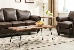 Coffee Tables-Kirkland's Home Weather Fir Wood And Hairpin Legs Coffee Table