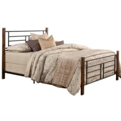 Beds & Headboards-Kirkland's Home Weathered Brown Farmhouse Queen Bed Black/Brown