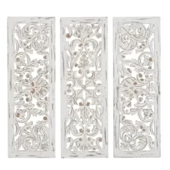 Wall Plaques-Kirkland's Home Weathered Gray Wood Panel Wall Plaques, Set Of 3 Gray/White