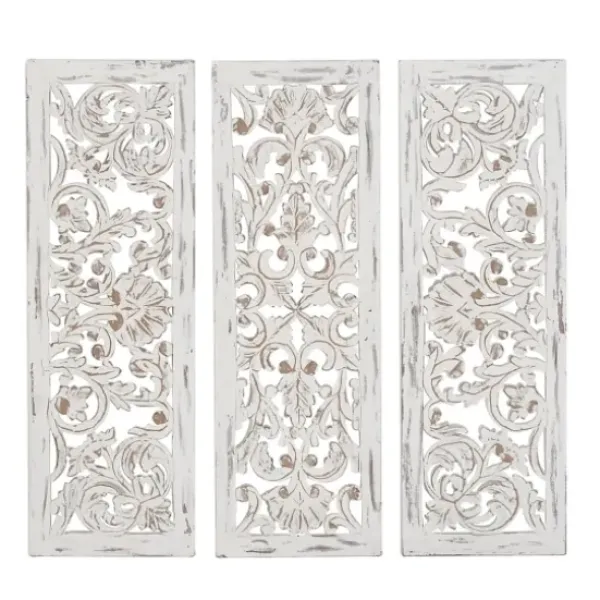 Wall Plaques-Kirkland's Home Weathered Gray Wood Panel Wall Plaques, Set Of 3 Gray/White