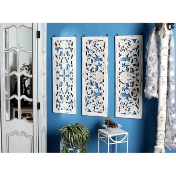 Wall Plaques-Kirkland's Home Weathered Gray Wood Panel Wall Plaques, Set Of 3 Gray/White