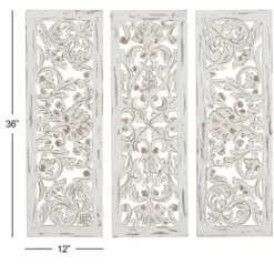 Wall Plaques-Kirkland's Home Weathered Gray Wood Panel Wall Plaques, Set Of 3 Gray/White
