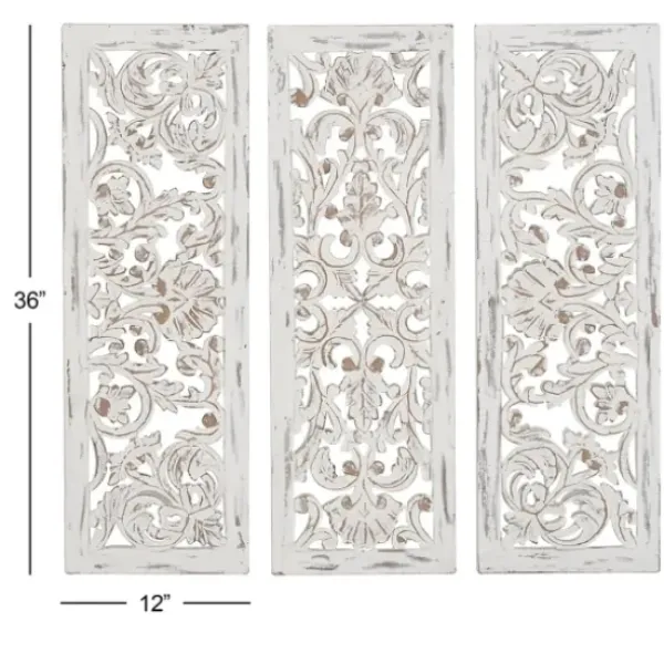 Wall Plaques-Kirkland's Home Weathered Gray Wood Panel Wall Plaques, Set Of 3 Gray/White
