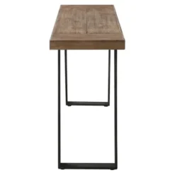 Console Tables-Kirkland's Home Weathered Oak And Metal Console Table Tan