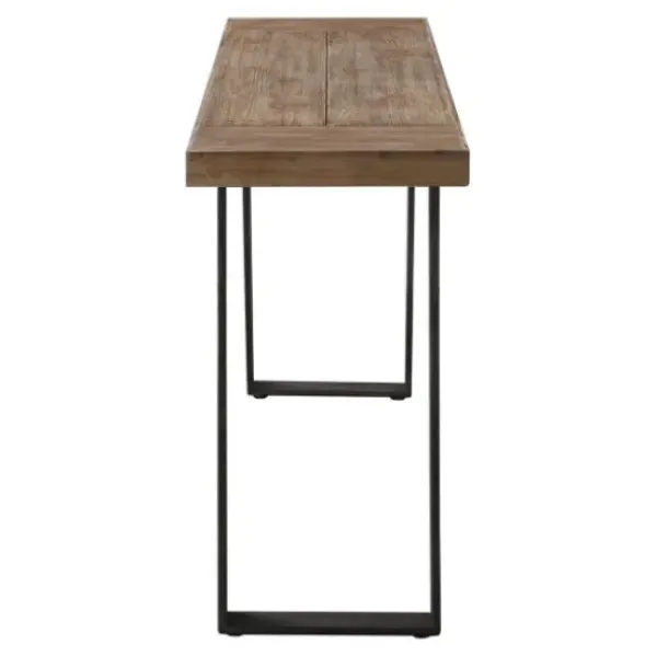 Console Tables-Kirkland's Home Weathered Oak And Metal Console Table Tan