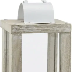 Lanterns-Kirkland's Home Weathered Wood And Metal Lantern White