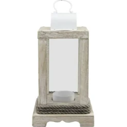 Lanterns-Kirkland's Home Weathered Wood And Metal Lantern White