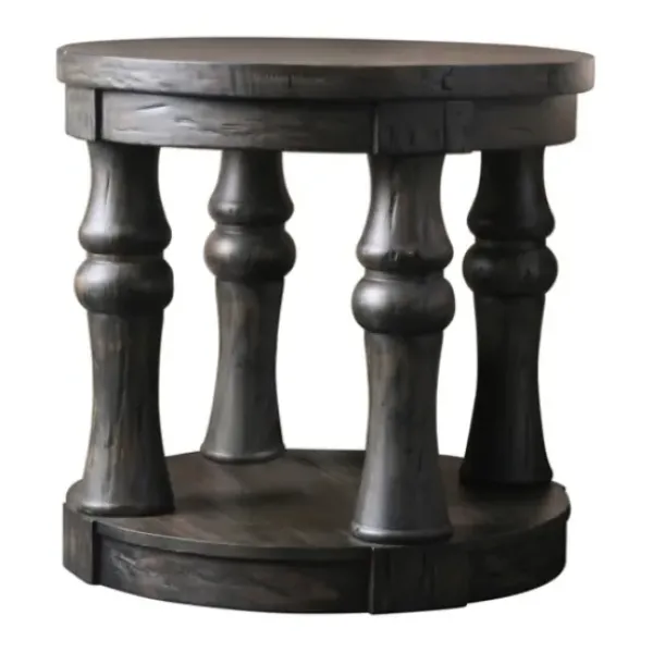 Accent & End Tables-Kirkland's Home Weathered Wood Open Column Accent Table Gray