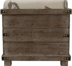 Benches & Ottomans-Kirkland's Home Weathered Wood Seashell Storage Ottoman Brownb/Tan