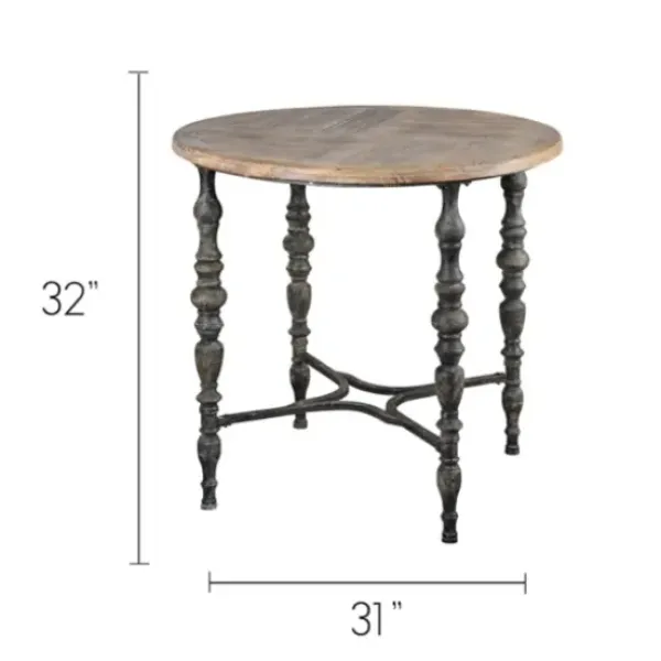 Accent & End Tables-Kirkland's Home Weathered Wood Top Rustic Metal Base Accent Table