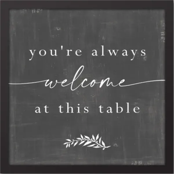 Wall Quotes & Signs-Kirkland's Home Welcome At This Table Black Framed Canvas Print Black/Gray