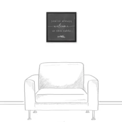 Wall Quotes & Signs-Kirkland's Home Welcome At This Table Black Framed Canvas Print Black/Gray