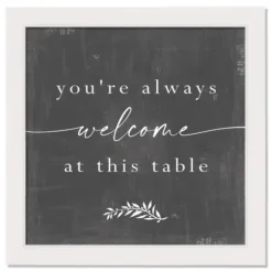 Wall Quotes & Signs-Kirkland's Home Welcome At This Table White Framed Canvas Print White/Gray