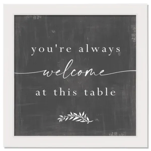 Wall Quotes & Signs-Kirkland's Home Welcome At This Table White Framed Canvas Print White/Gray