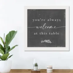 Wall Quotes & Signs-Kirkland's Home Welcome At This Table White Framed Canvas Print White/Gray