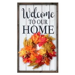 Wall Quotes & Signs-Kirkland's Home Welcome Interchangeable Wreath Wall Plaque White/Black
