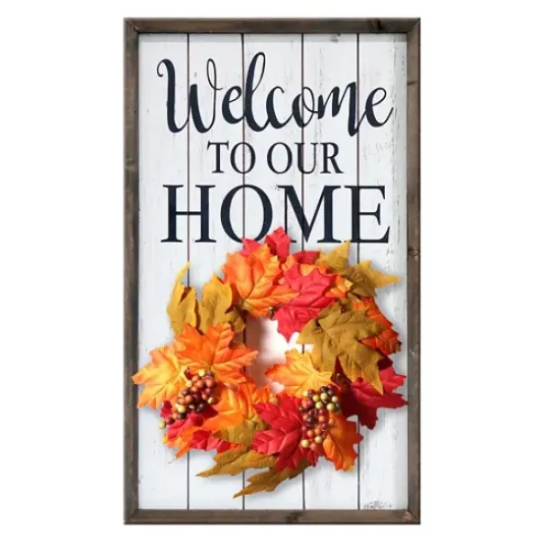 Wall Quotes & Signs-Kirkland's Home Welcome Interchangeable Wreath Wall Plaque White/Black