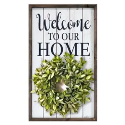Wall Quotes & Signs-Kirkland's Home Welcome Interchangeable Wreath Wall Plaque White/Black