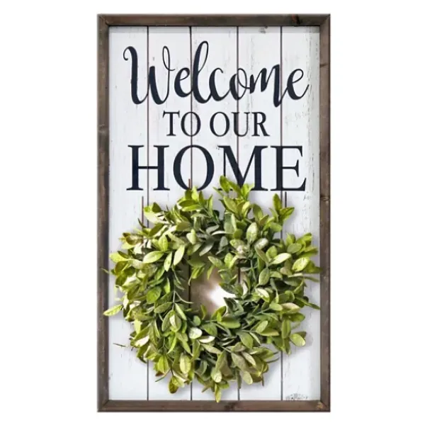 Wall Quotes & Signs-Kirkland's Home Welcome Interchangeable Wreath Wall Plaque White/Black