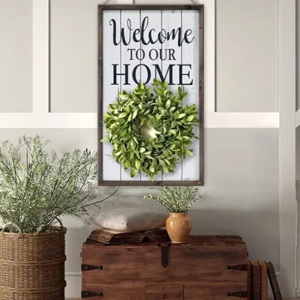 Wall Quotes & Signs-Kirkland's Home Welcome Interchangeable Wreath Wall Plaque White/Black