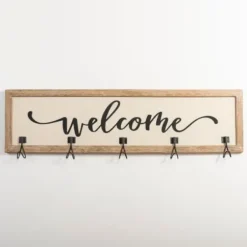Hooks-Kirkland's Home Welcome Linen Framed Wall Hooks
