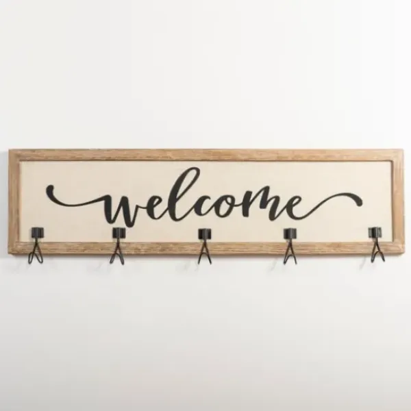 Hooks-Kirkland's Home Welcome Linen Framed Wall Hooks