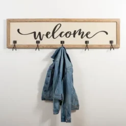 Hooks-Kirkland's Home Welcome Linen Framed Wall Hooks