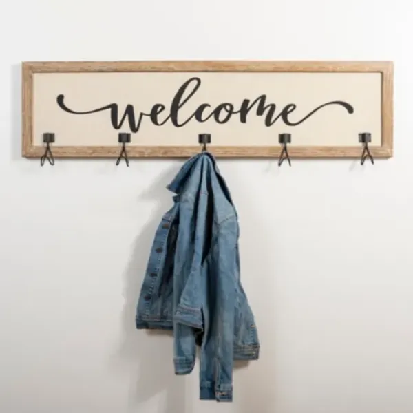 Hooks-Kirkland's Home Welcome Linen Framed Wall Hooks