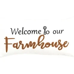 Pillows-Kirkland's Home Welcome To Our Farmhouse Lumbar Pillow White/Black/Brown