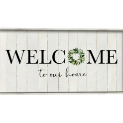 Wall Quotes & Signs-Kirkland's Home Welcome To Our Home Wreath Wall Plaque Ivory/Black
