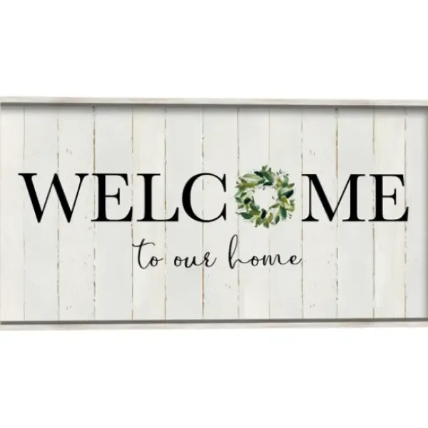 Wall Quotes & Signs-Kirkland's Home Welcome To Our Home Wreath Wall Plaque Ivory/Black