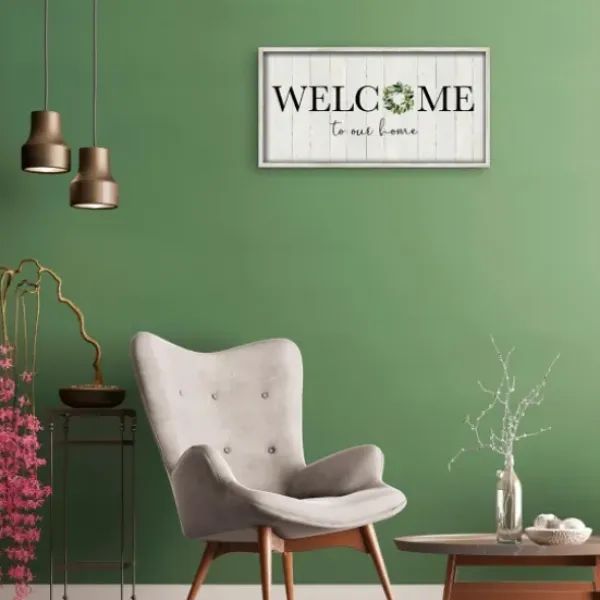 Wall Quotes & Signs-Kirkland's Home Welcome To Our Home Wreath Wall Plaque Ivory/Black
