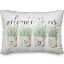 Pillows-Kirkland's Home Welcome To Our Nest Pillow Tan/White