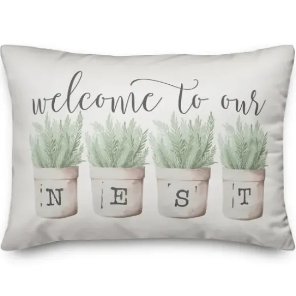 Pillows-Kirkland's Home Welcome To Our Nest Pillow Tan/White