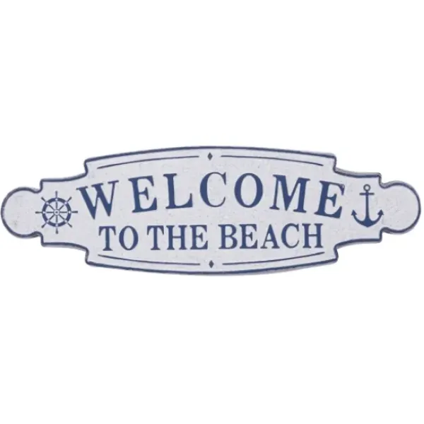 Wall Quotes & Signs-Kirkland's Home Welcome To The Beach Metal Wall Plaque White/Blue