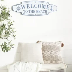 Wall Quotes & Signs-Kirkland's Home Welcome To The Beach Metal Wall Plaque White/Blue
